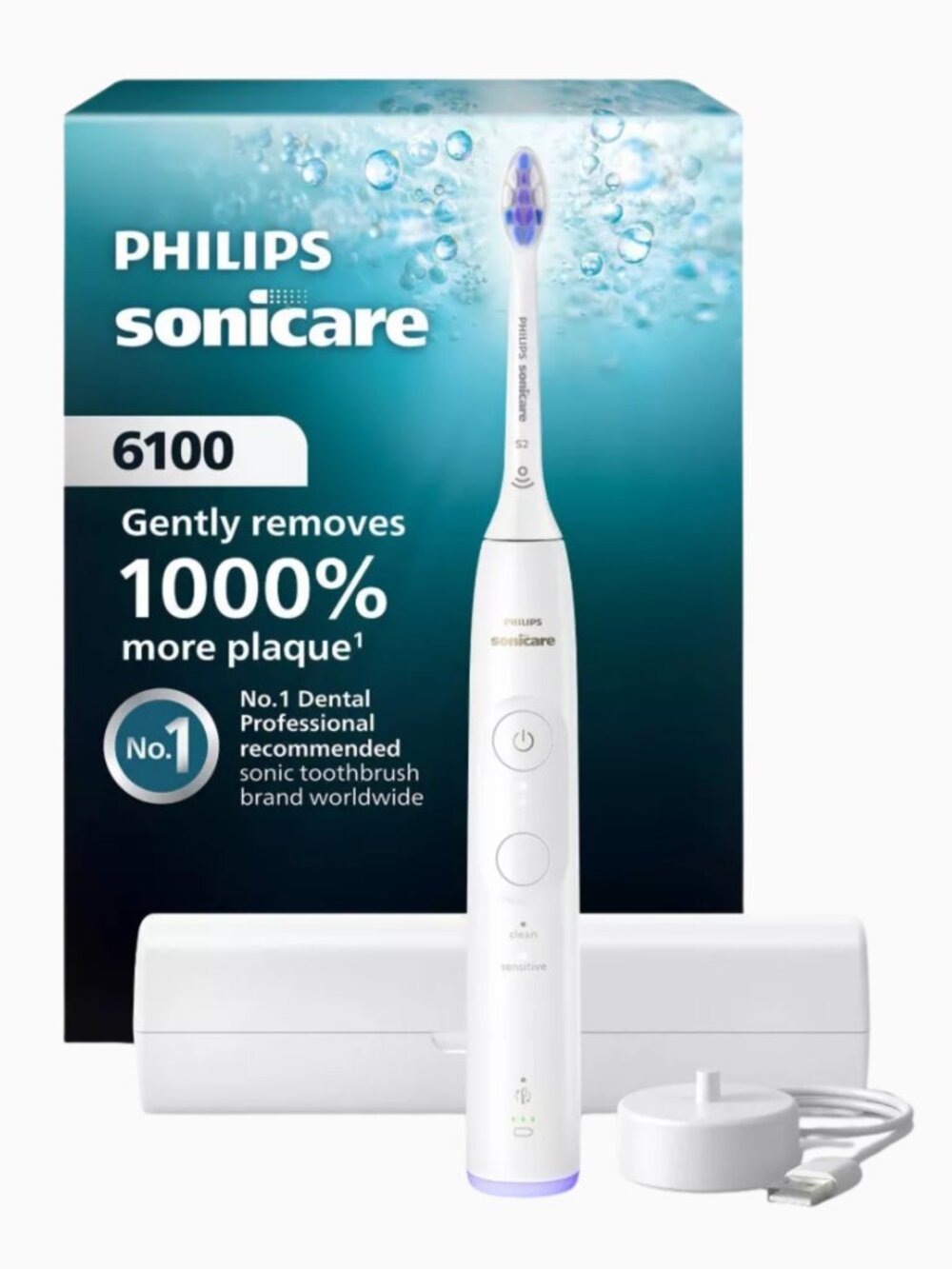 Philips Sonicare 6100 Rechargeable Electric Toothbrush with Brush Head